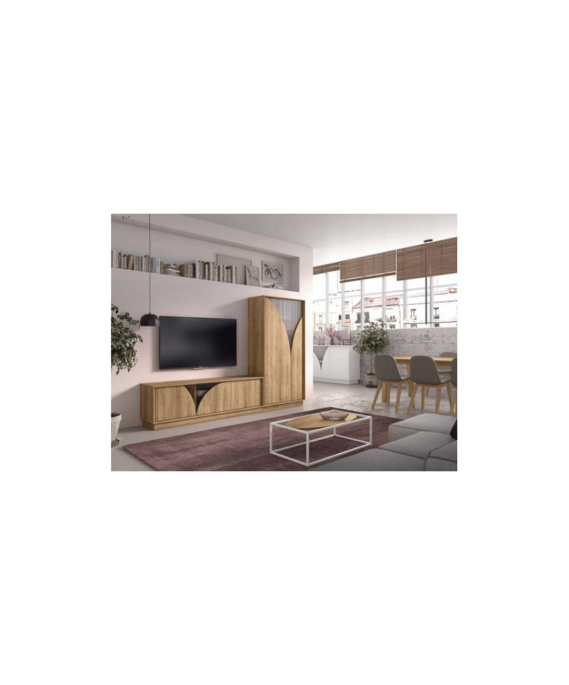 Mueble de salón con cristales