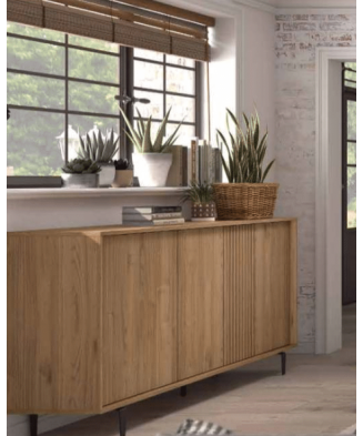 Mueble de salón con vitrina acristalada