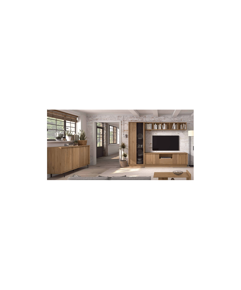 Mueble de salón con vitrina acristalada