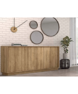 Mueble de salón con panel trasero de listones