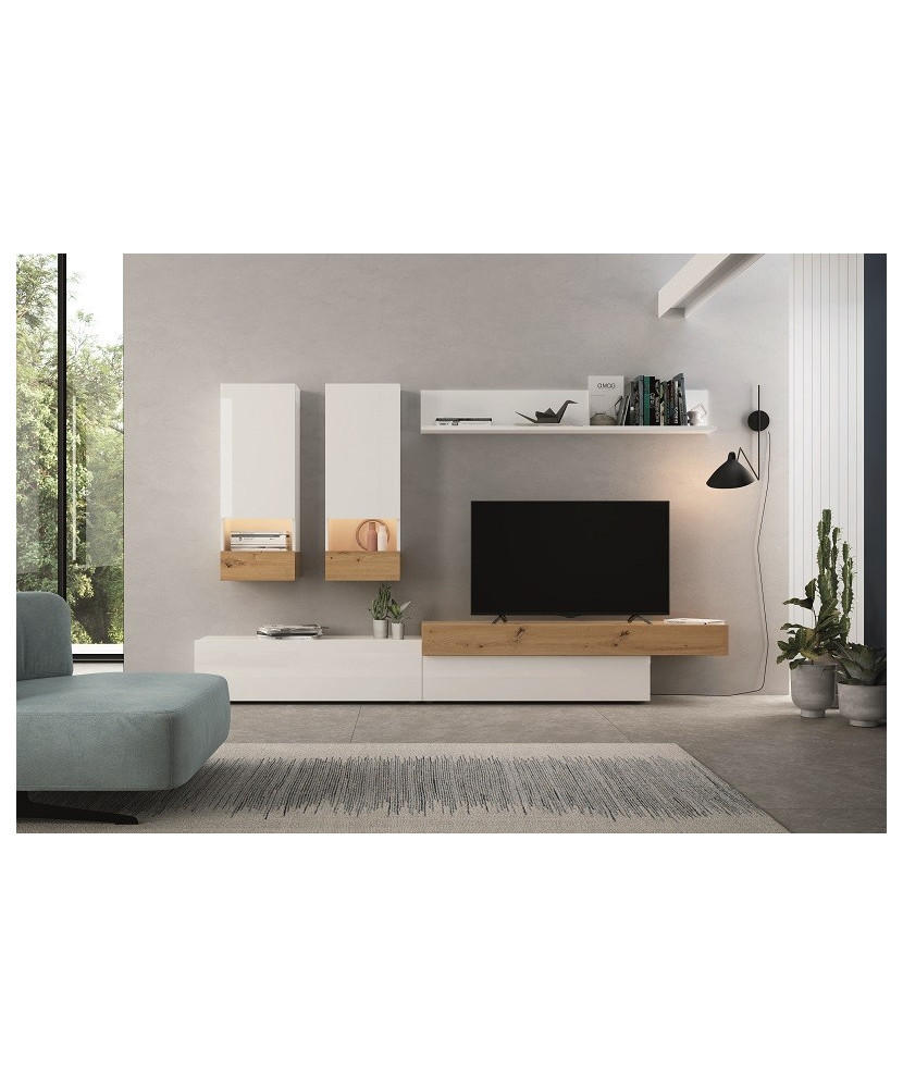 Moderno mueble de salón en dos tonos de madera