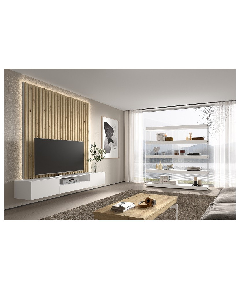 Moderno mueble de salón con listones