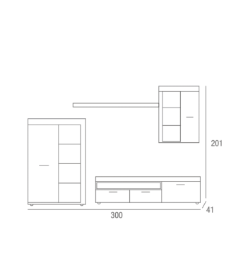 Salón modular en tonos roble envejecido