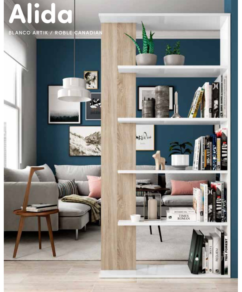 Estantería de salón blanco roble