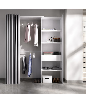 Armario Kit Vestidor Con 1 Cajón Y Cortina