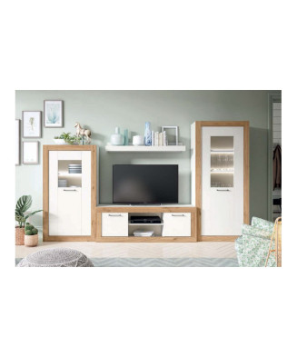 Mueble de TV  dos armarios amplios y módulo bajo en varios acabados