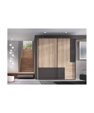 Armario de madera color habana con acabados en color pizarra lacado