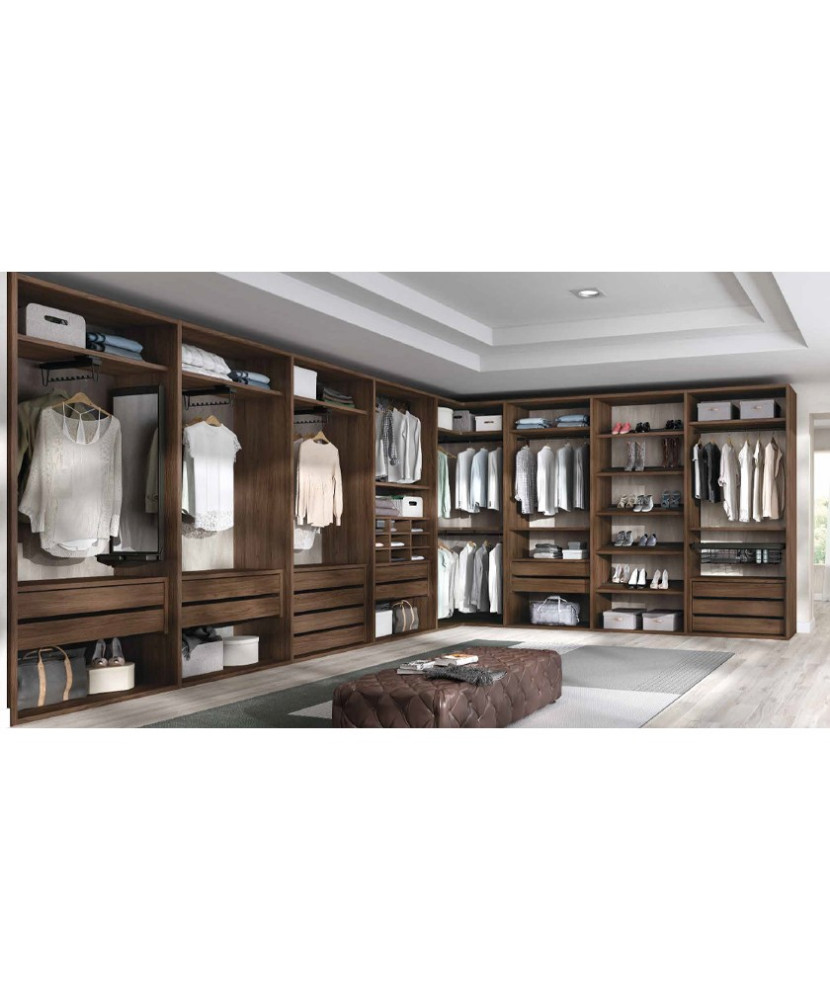 Vestidor en color madera legend con acabados en madera gris cosmic