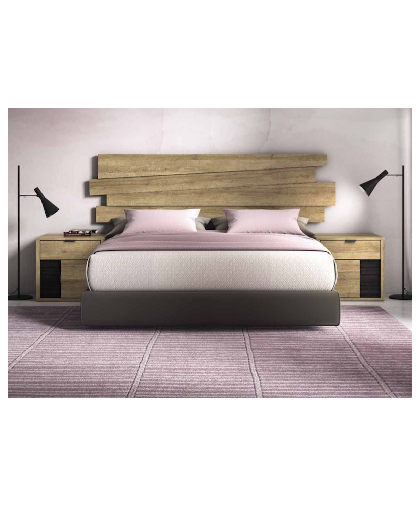 Cabecero  en roble con mesitas