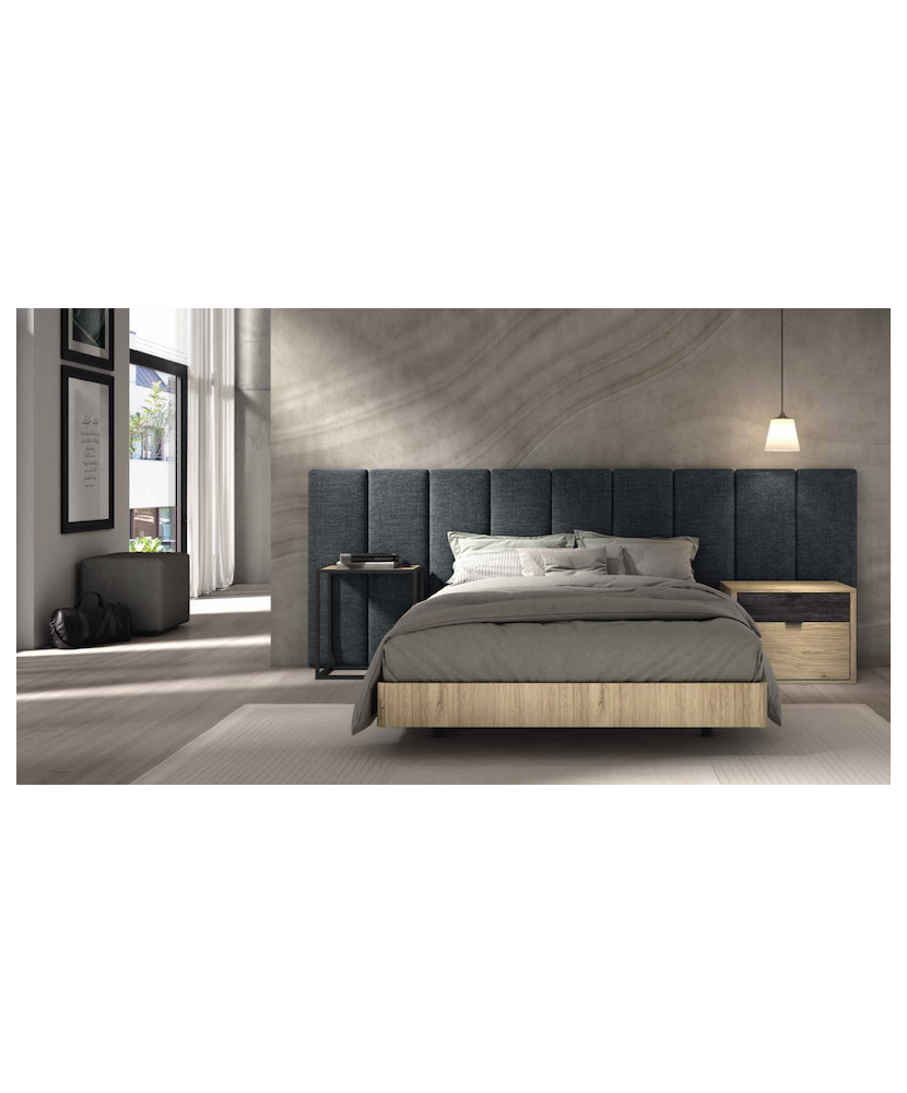 Dormitorio con cabecero tapizado